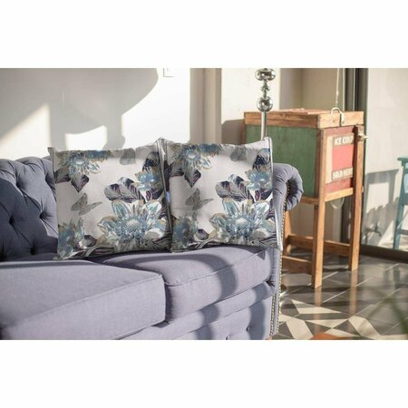 HOMEROOTS 16 in. Butterfly Indoor & Outdoor Throw Pillow Gray & White 412396